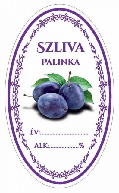 E-shop Kinekus Samolepka domáca SLIVOVICA/SZILVA PALINKA ovál 16ks etikiet HU