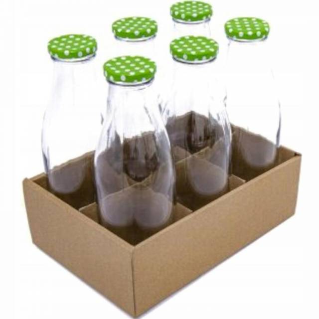 E-shop Kinekus Fľaša na mlieko TO48, sklenená 1l bodky viečko