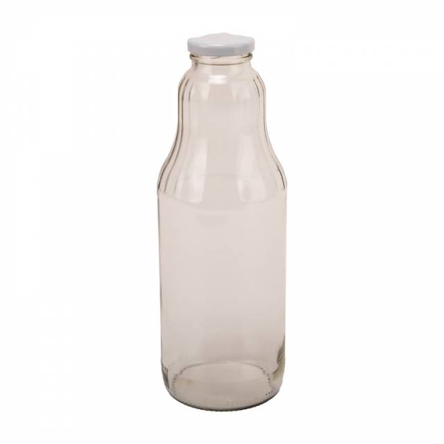 E-shop Kinekus Fľaša na mlieko/sirup sklo 1000ml biele viečko