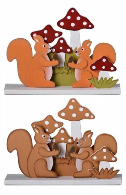 Kinekus Dekorácia veveričky s muchotrávkou 19x5x13,7 cm mix