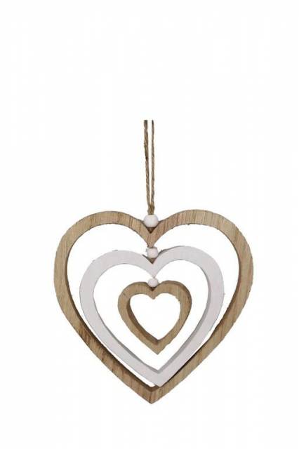 E-shop Kinekus Ozdoba závesná srdce 14,5x15 cm drevo