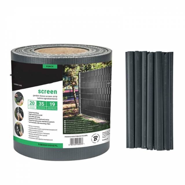Kinekus Folia tieniaca do plotových panelov 19cm/35m antracit+ 20x spona