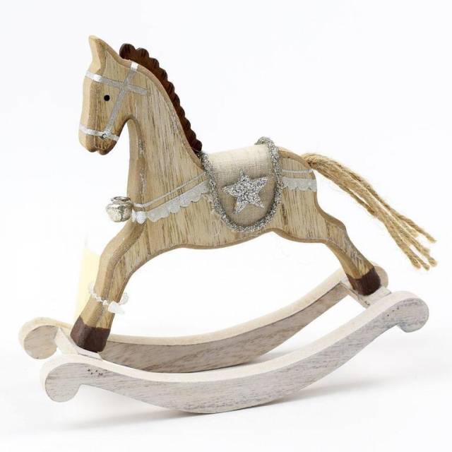 Kinekus Postavička kôň hojdací 16,5x15x5 cm drevo natur-biely