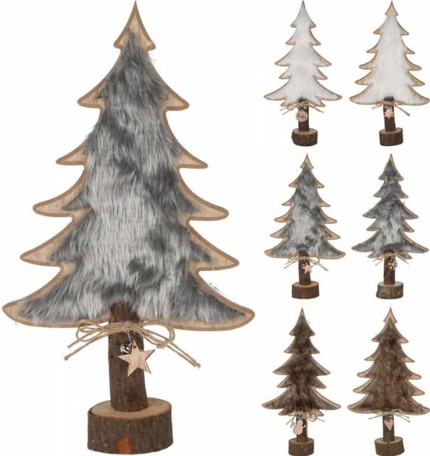 E-shop Kinekus Dekorácia stromček 19,5x6,5x36 cm drevo mix