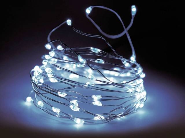 Kinekus Svetlo vianočné 20 LED studené biele, s časovačom, baterky, vnútorné