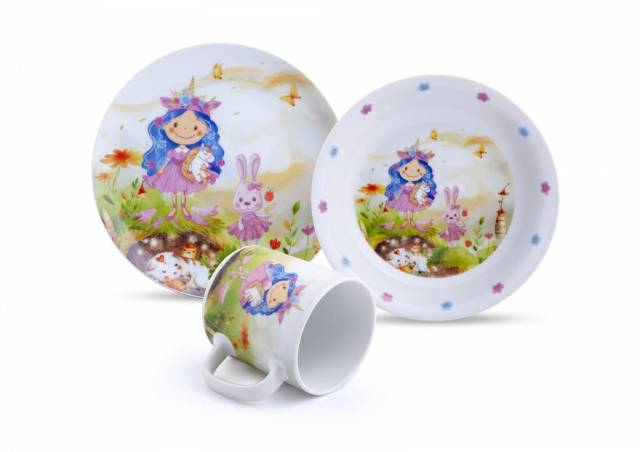E-shop Kinekus Tanier detský 3-dielna porcelánová sada PRINCEZNA