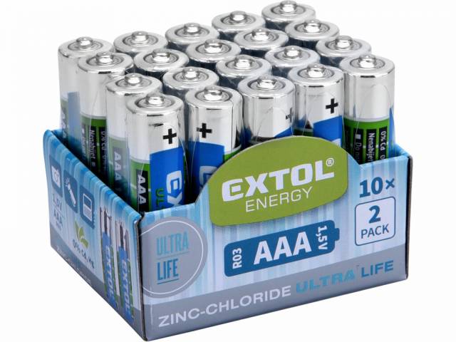 EXTOL ENERGY Batéria AAA zink-chloridová, 1,5V, 20ks