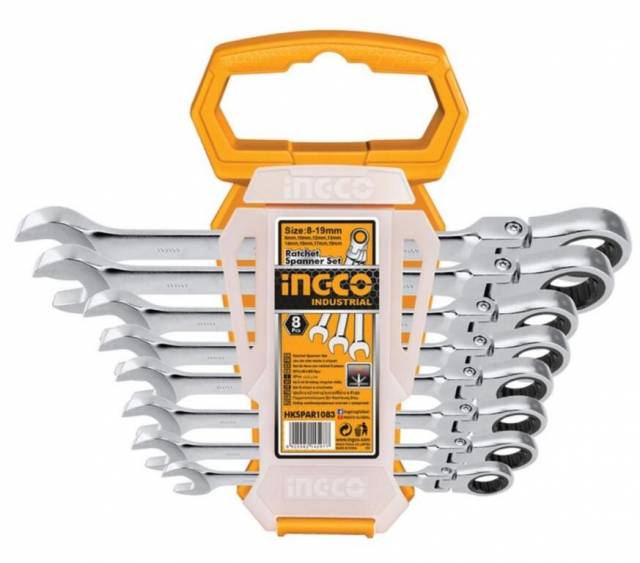 INGCO Kľuč očkoplochý flexibilný račňový sada 8ks CrMo 8-19mm INGCO Industrial