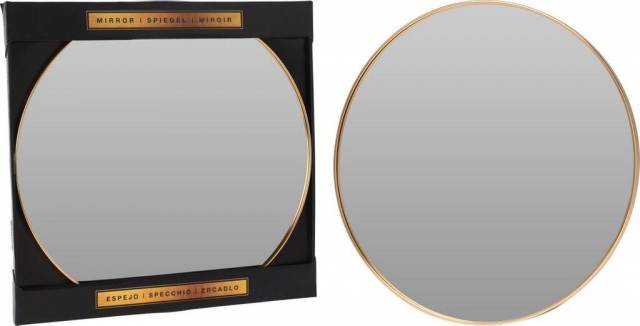 E-shop Kinekus Zrkadlo nástenné okrúhle 40cm, v zlatom kovovom ráme