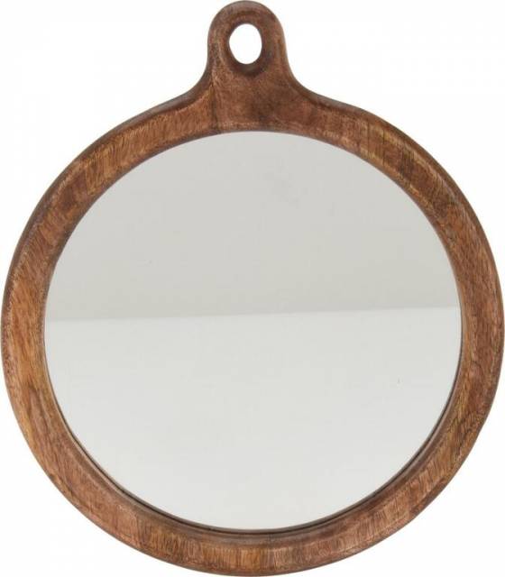 E-shop Kinekus Zrkadlo nástenné okrúhle 260mm, sklo a drevo mango