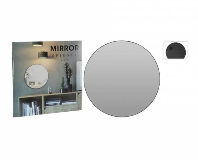 E-shop Kinekus Zrkadlo nástenné okrúhle 55cm čierny kovový rám