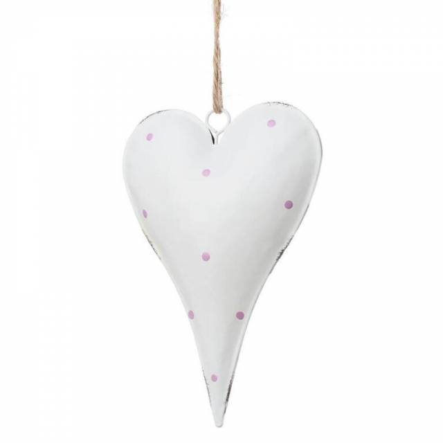 E-shop Kinekus Ozdoba závesná srdce 8,5x2x12,5 cm plech biele