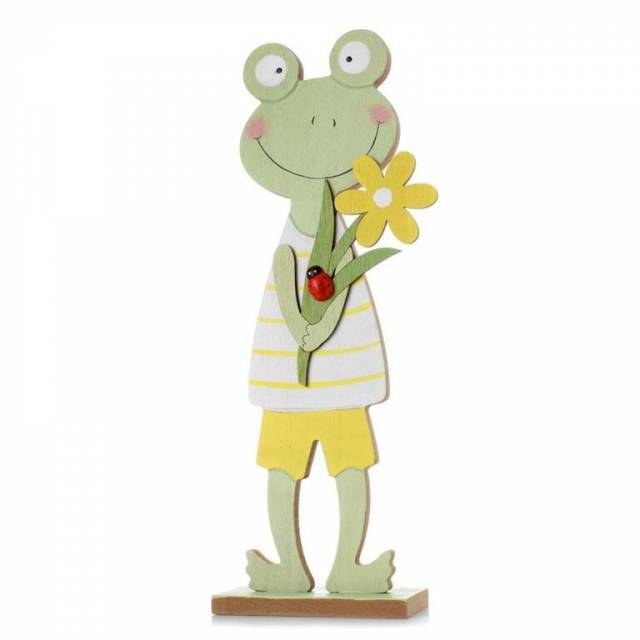 E-shop Kinekus Postavička žaba na podstavci 10,5x5x30 cm drevo