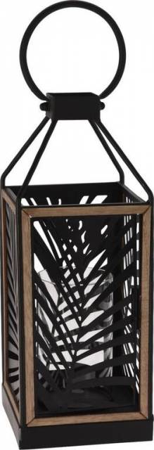 Kinekus Lampáš svietnik kov 15x15x38 cm čierny dizajn listy