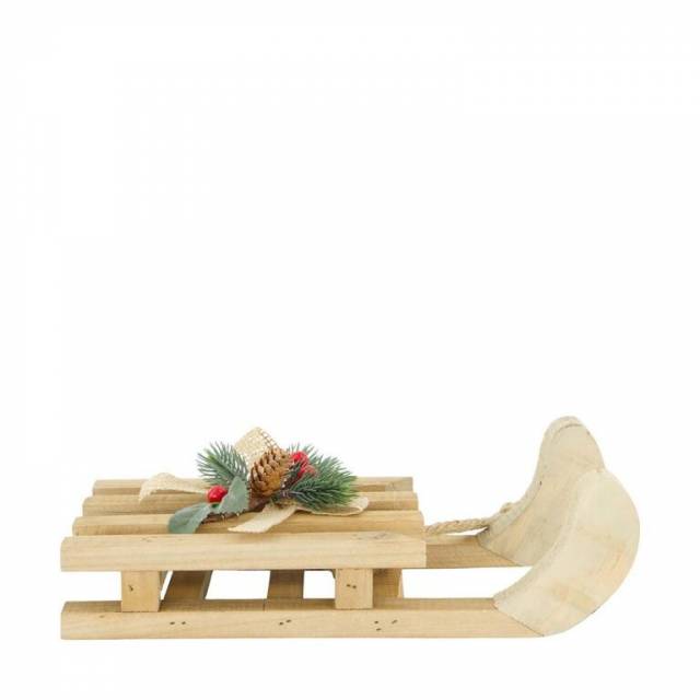 Ozdoba závesná sánky 28x12x5cm drevo prírodná