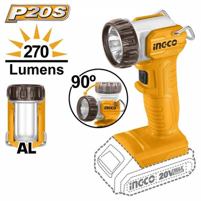 INGCO Lampa pracovná CWLI2038 INGCO AKU 20V P20S INDUSTRIAL, bez akumulátora a nabíjačky