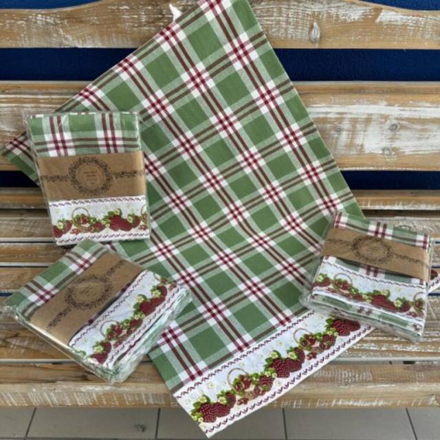 Utierka kuchynská 100%bavlna JAHODA 3ks, 50x70cm, 270 g/m2, s bordúrou