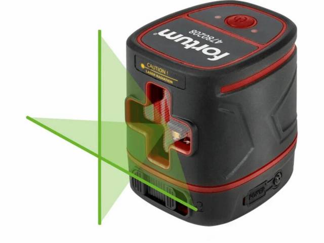FORTUM Laser líniový samonivelačný 1H-1V, zelený laser, 1,4h Li-on AKU