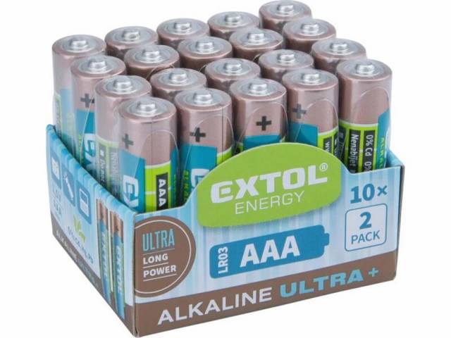 EXTOL ENERGY Batéria alkalická AAA, 1,5V, 20ks