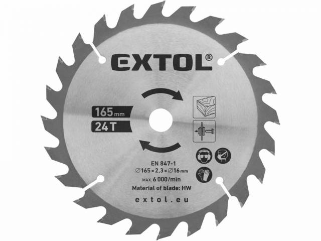EXTOL PREMIUM Kotúč pílový s SK plátkami, 165x2,3x16mm, 24z