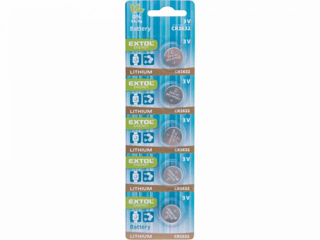 EXTOL ENERGY Monočlánky CR1632 lítiová 5ks, 3V