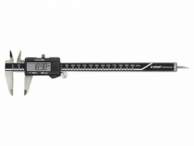 EXTOL PREMIUM Meradlo posuvné DIGI 200mm, rozlíšenie 0,01, presnosť 0,04mm