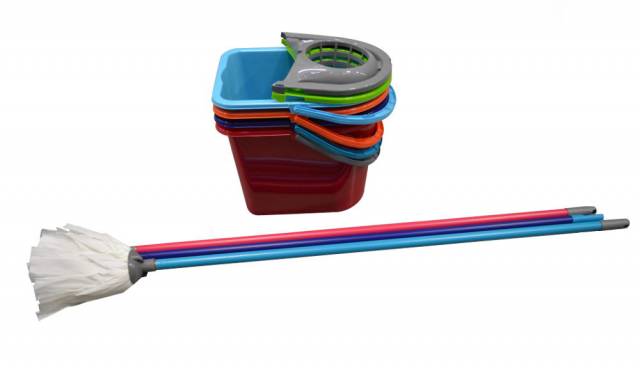 Kinekus Mop komplet plastový, 14 L, polookrúhly, mix farieb