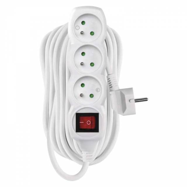 E-shop EMOS Predlžovací kábel s vypínačom – 3 zásuvky, 10m, biely Emos P1310