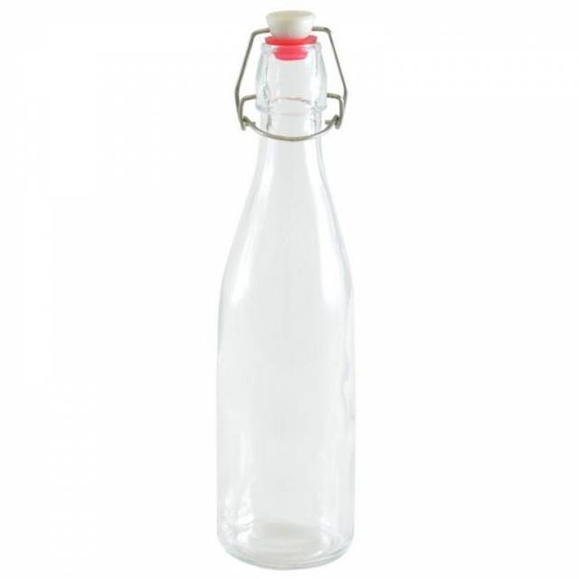 Kinekus Fľaša sklenená 1L s patentným uzáverom, okrúhla