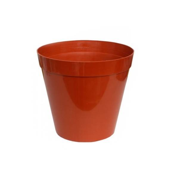Kvetináč lesklý plastový, priemer 14cm, terakota