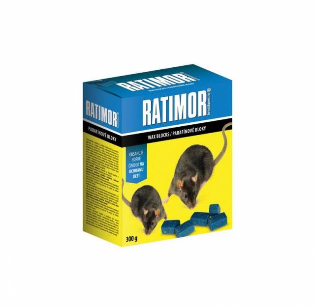 E-shop Ratimor parafínové bloky jed na hubenie hlodavcov s vysokou odolnosťou proti vlhkosti 300 g