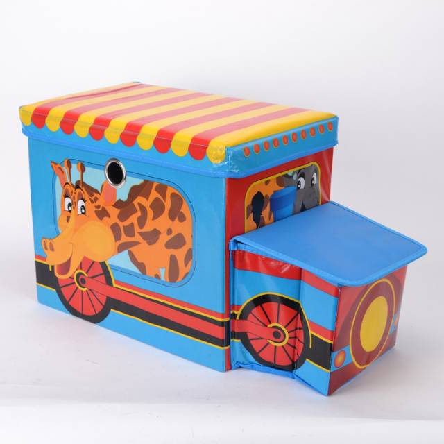 Detský úložný box a sedátko Circus bus modrá, 55 x 26 x 31 cm
