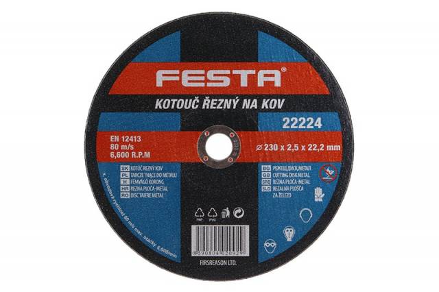 Kotúč rezný kov 230x2,5,2x22,2mm, FESTA