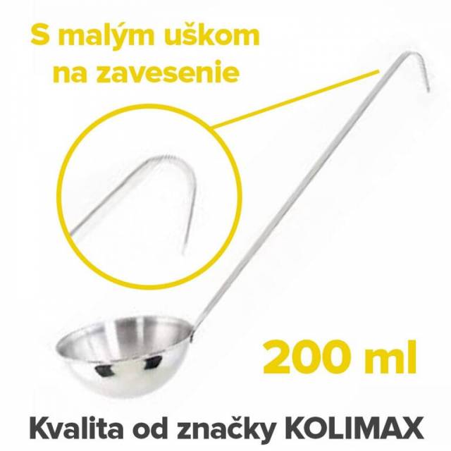 KOLIMAX ČR Nerezová kuchynská naberačka 10 cm/200 ml, dĺžka 35 cm, Kolimax