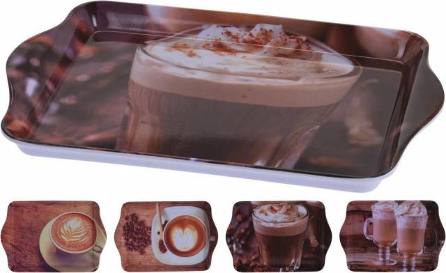 E-shop Kinekus Podnos melamín 21x14cm, dizajn káva
