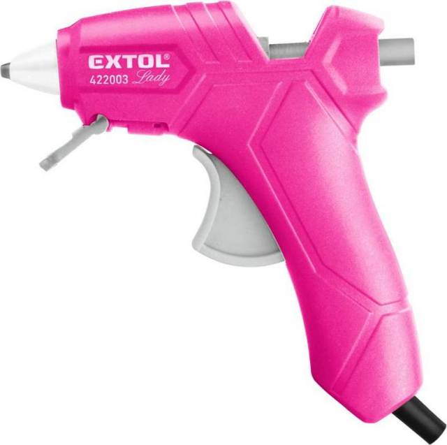 E-shop EXTOL LADY Pištoľ lepiaca tavná ružová, max. 70W, pracovný príkon 25W, tavné tyčinky pr.7,2mm