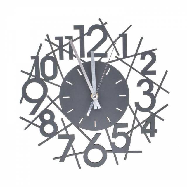 E-shop Kinekus Nástenné hodiny dizajn ČÍSLA, priemer 30cm, antracit