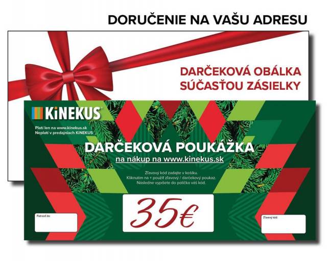 E-shop Kinekus Darčeková poukážka 35 €, zelená, poštou