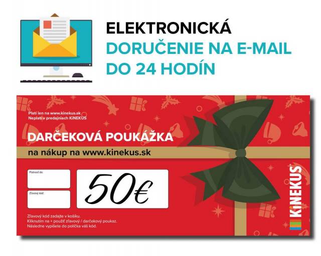 E-shop Kinekus Darčeková poukážka 50 €, červená, e-mailom