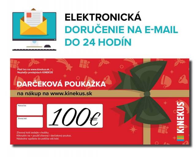 E-shop Kinekus Darčeková poukážka 100 €, červená, e-mailom