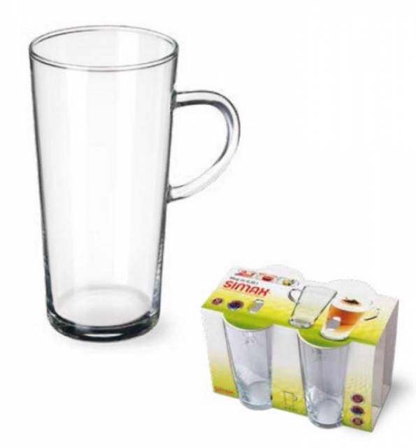 E-shop SIMAX Hrnček sklenený na latte, čaj, 350 ml, Simax, KARINA, sada 4 ks