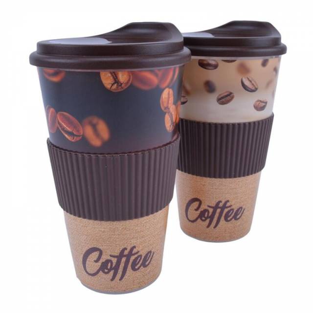 Kinekus Pohár na kávu, plastový, s náustkom, 400 ml, Coffee