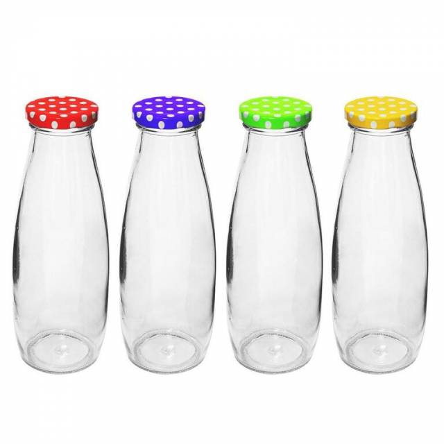E-shop Kinekus Fľaška na sirup / šťavu TO48, 480ml, číre sklo, viečko bodky, balenie 6 ks