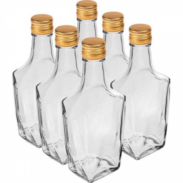 E-shop Kinekus Fľaša sklo 250ml hranatá, na alkohol, s uzáverom na závit ART DECO