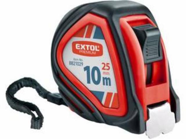 E-shop EXTOL PREMIUM Meter zvinovací, pogumovaný, 1x brzda, 10m, šírka pásu 25mm