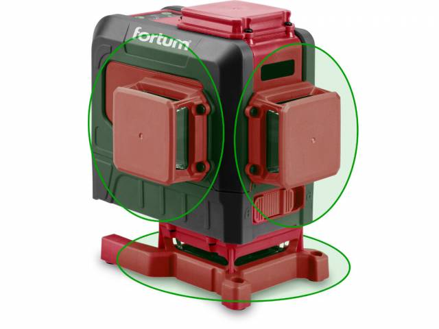 FORTUM Vodováha laserová krížová samonivelačná, 3D (3x360°), zelený lúč, Li-ion akumulátor, USB nabíjanie 4780216