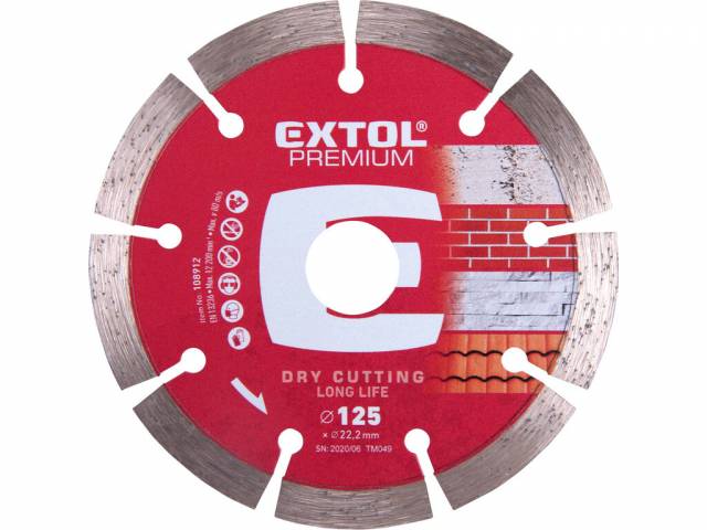 EXTOL PREMIUM Kotúč rezný diamantový segmentový Long Life, 125mm