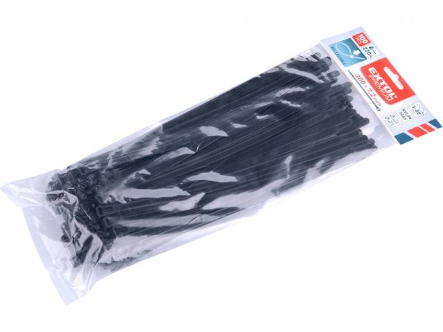 EXTOL PREMIUM Pásky sťahovacie čierne, rozpojiteľné, 7,2x300mm, 100ks, nylon PA66 8856258
