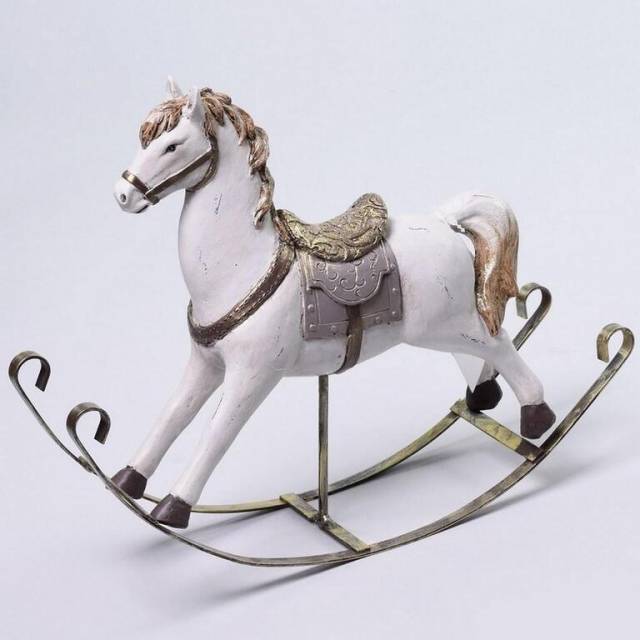 E-shop Kinekus Postavička kôň hojdací 32,5x7,5x24 cm bielozlatý