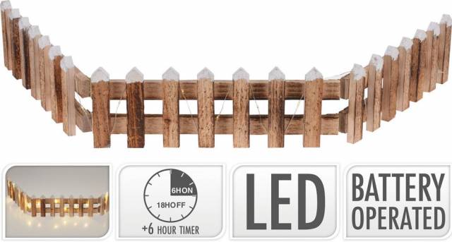 E-shop Kinekus Dekorácia plot LED 90x10 cm s časovačom hnedý